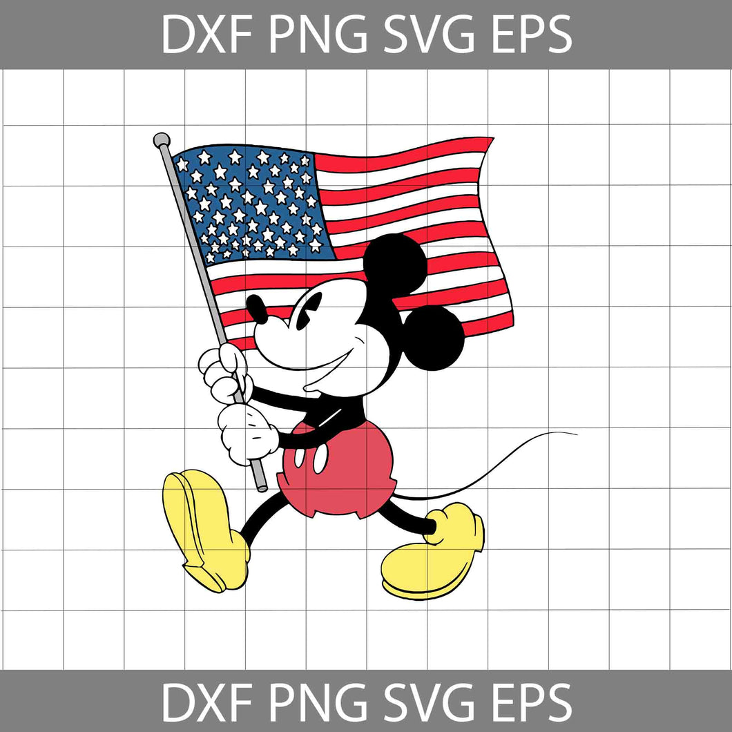 Mickey Mouse Holds Amrican Flag SVg, 4th of July Svg, American Flag Svg, Independence day svg, cricut file, clipart, svg, png, eps, dxf