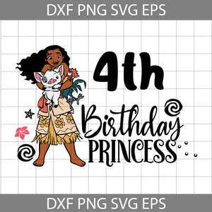 4th Birthday Moana svg, Birthday Princess svg, birthday svg, cricut file, clipart, svg, png, eps, dxf
