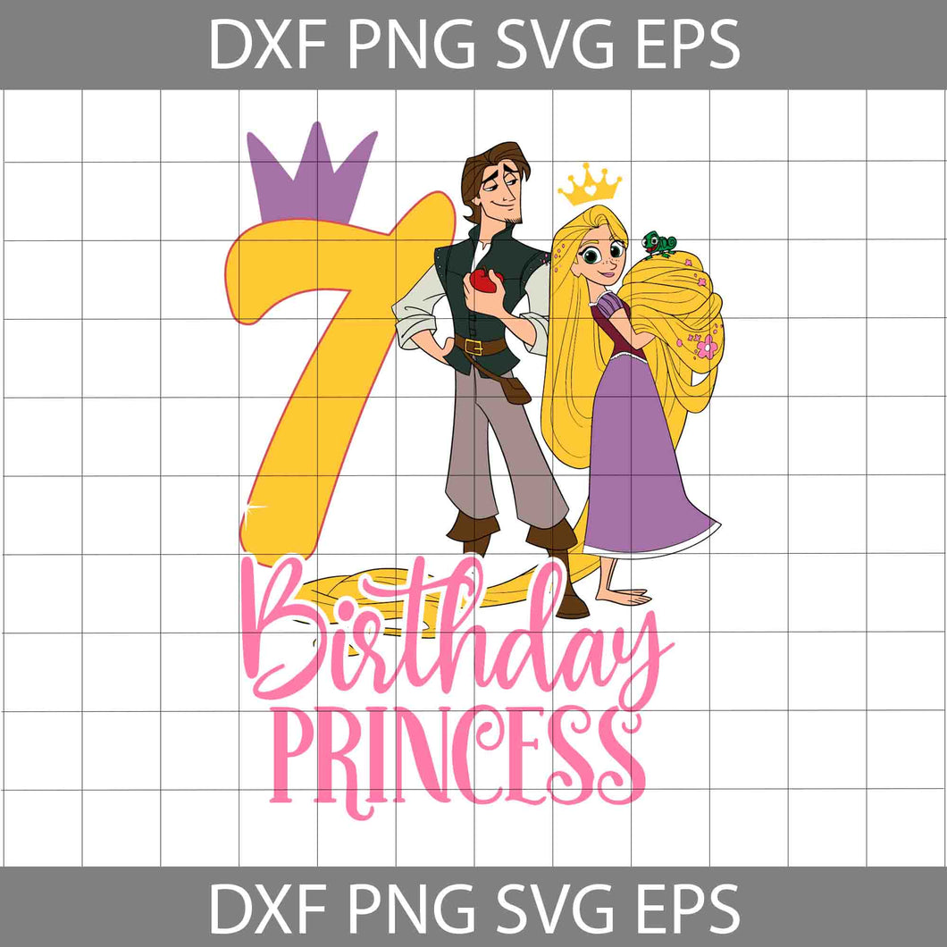 7th Birthday Rapunzel svg, Birthday Princess svg, birthday svg, cricut file, clipart, svg, png, eps, dxf