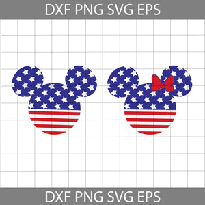 Mickey and Minnie, American head, 4th of July Svg, American Flag Svg, Independence day svg, Cricut File, Clipart, svg, png, eps, dxf