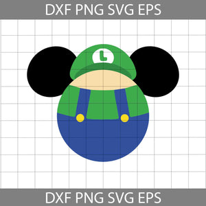 Luigi Mickey Mouse Ears Svg, Super Mario Svg, Game Svg, Cricut File, Clipart, SVg, Png, Eps, Dxf