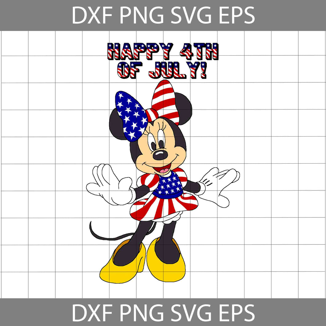 Minnie Mouse Happy 4th of July Svg, 4th of July Svg, Independence day svg, cricut file, clipart, svg, png, eps, dxf
