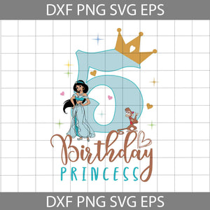 5th Jasmine Birthday svg, Birthday Princess Svg, Birthday Svg, Cricut File, Clipart, Svg, Png, Eps, Dxf