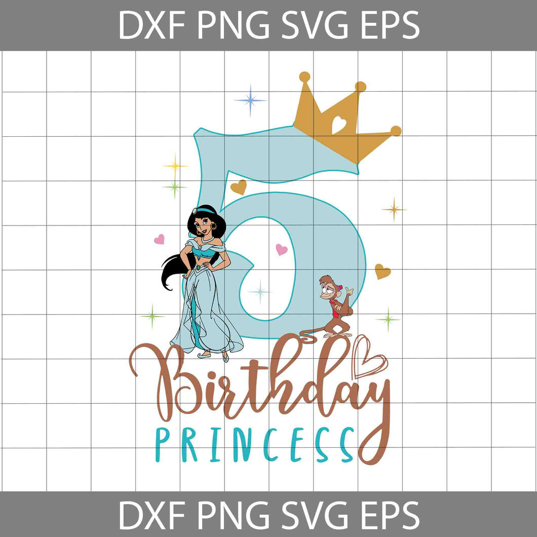 5th Jasmine Birthday svg, Birthday Princess Svg, Birthday Svg, Cricut File, Clipart, Svg, Png, Eps, Dxf