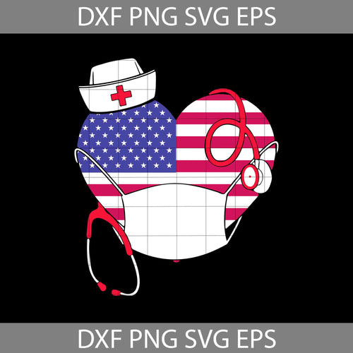 Heart American Stethoscope Nurse Face Mask svg, Nurse svg, American Flag svg, 4th Of July Svg, Independence Day Svg, cricut file, clipart, svg, png, eps, dxf