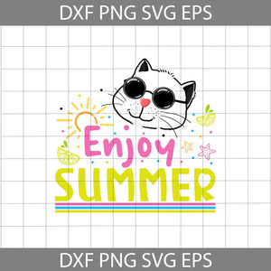Enjoy Summer Svg, Cat Svg, Animal Svg, cricut File, clipart, Svg, Png, Eps, Dxf