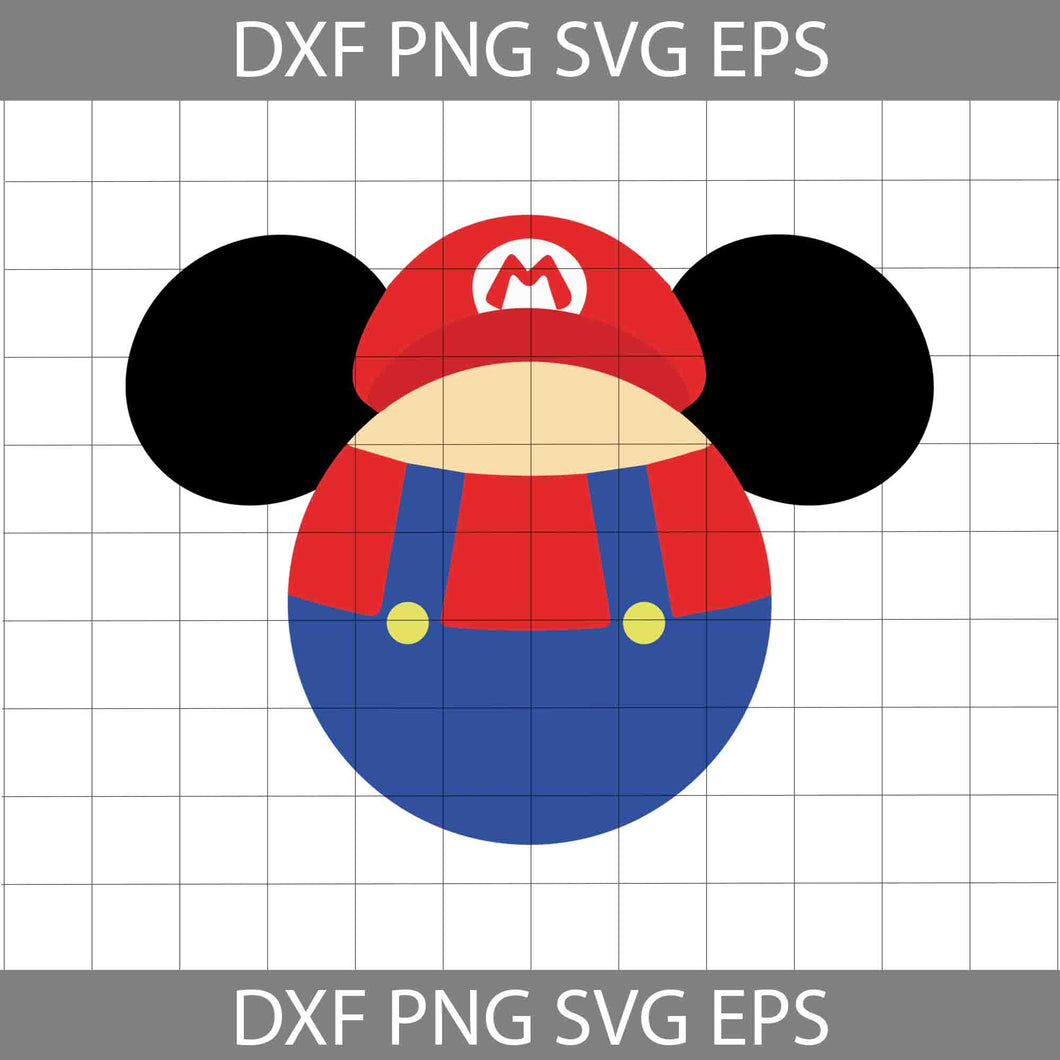 Mario Mickey Mouse Ears Svg, Super Mario Svg, Game Svg, Cricut File, Clipart, SVg, Png, Eps, Dxf