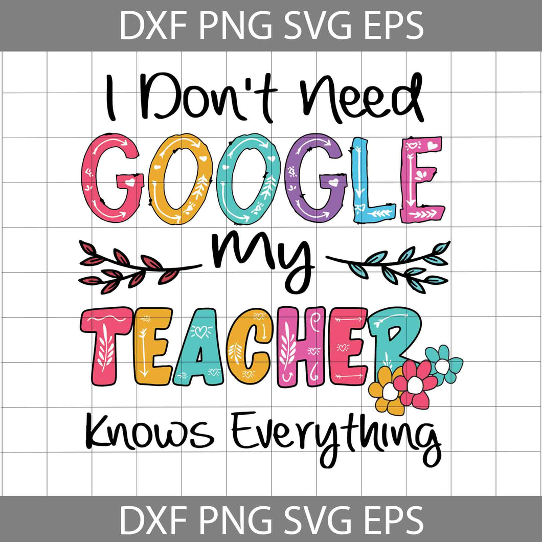I Don't Need Google My Teacher Knows Everything Svg, Teacher svg, Back To School Svg, Cricut File, Clipart, Svg, Png, Eps, Dxf