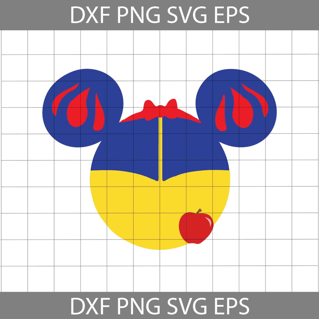 Snow White Mickey Mouse Head svg, Disney Svg, Cricut File, Clipart, Svg, Png, Eps, Dxf