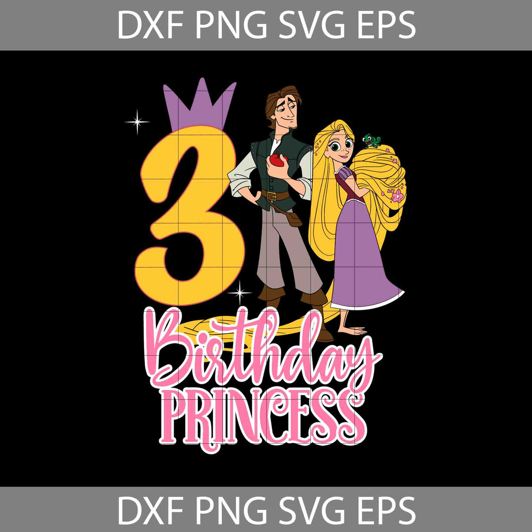 3rd Birthday Rapunzel svg, Birthday Princess svg, birthday svg, cricut file, clipart, svg, png, eps, dxf