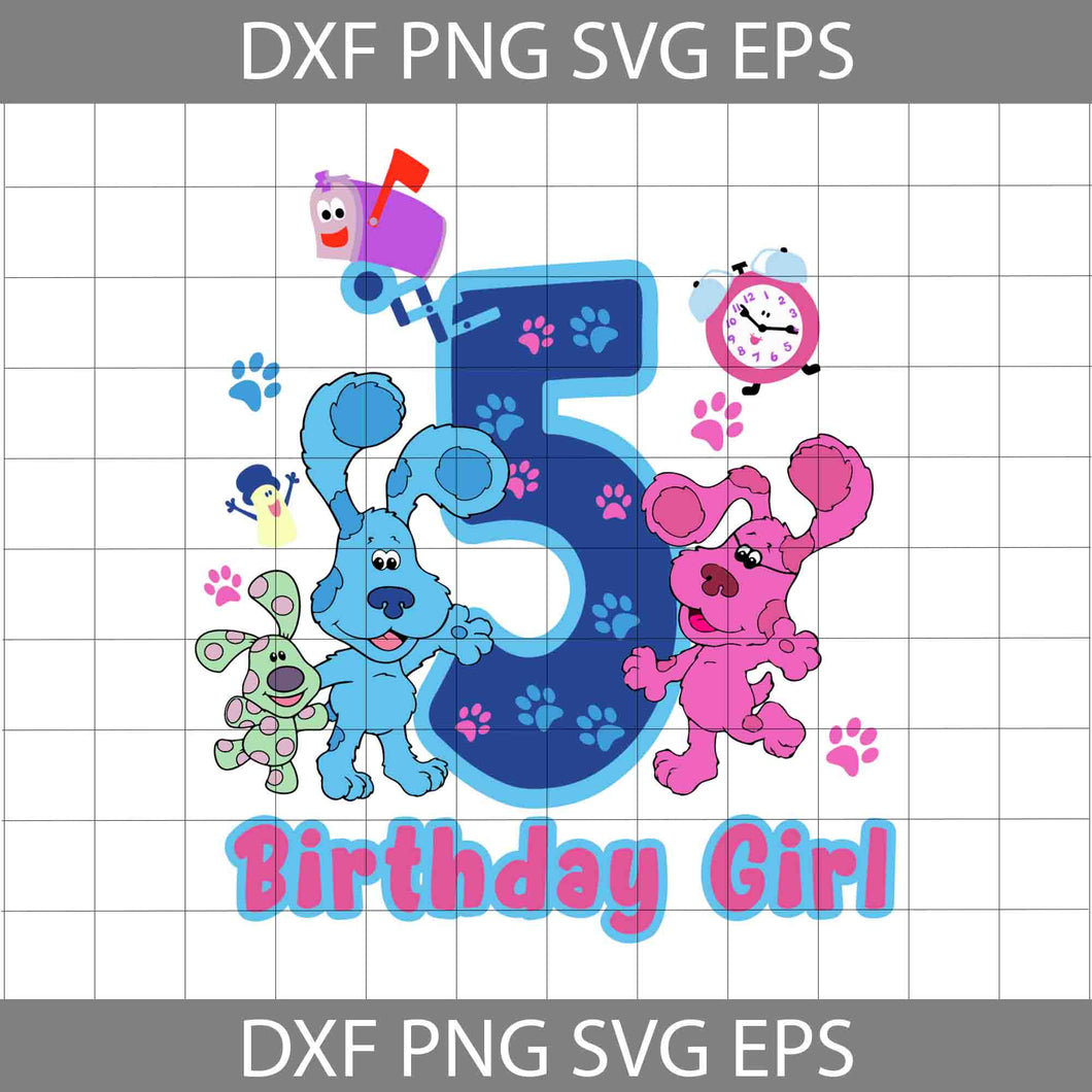 5th Birthday Blue Clues svg, Birthday girl svg, birthday svg, cricut file, clipart, svg, png, eps, dxf