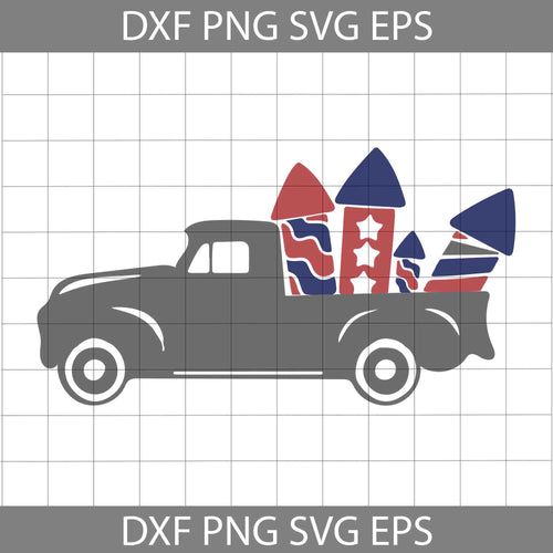 Truck Svg, fireworks Svg, 4th of July Svg, American Flag Svg, Independence day svg, Cricut File, Clipart, svg, png, eps, dxf