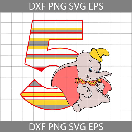 5th Birthday Dumbo svg, Disney Birthday Svg, Birthday boy svg, Birthday Svg, Cricut File, Clipart, Svg, Png, Eps, Dxf