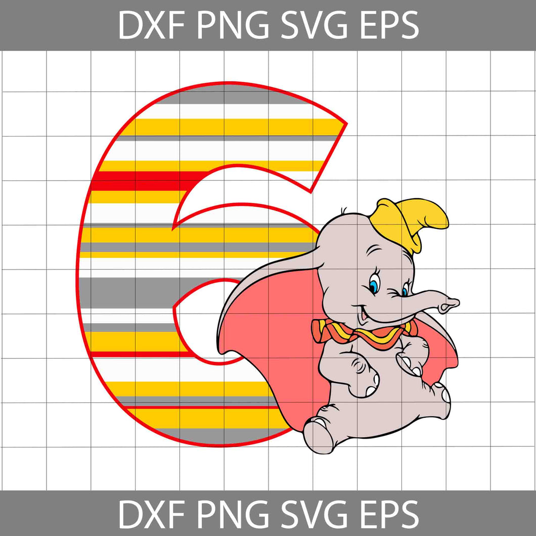 6th Birthday Dumbo svg, Disney Birthday Svg, Birthday boy svg, Birthday Svg, Cricut File, Clipart, Svg, Png, Eps, Dxf