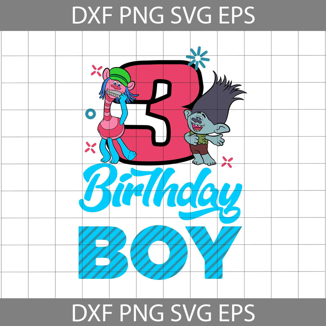 3rd Birthday Boy Svg, Branch Trolls Svg, Birthday Svg, Cricut file, Clipart, Svg, Png, Eps, Dxf