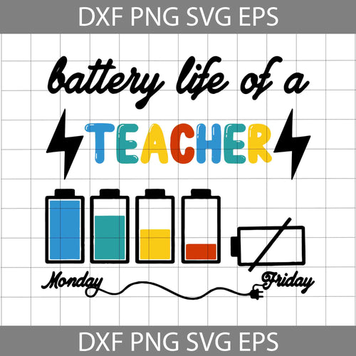 Battery Life Of A Teacher Monday Friday SVg, Back To School Svg, Cricut file, clipart, svg, png, eps, dxf