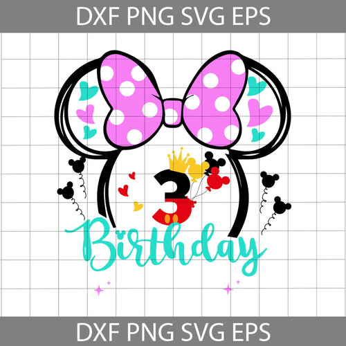 3rd Birthday Mickey Mouse Svg, Birthday Princess Svg, Birthday Svg, Cricut File, Clipart, SVg, Png, Eps, dxf