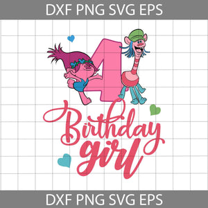 4th Birhday girl svg, Birthday Svg, Cricut File, Clipart, Svg, Png, Eps, Dxf