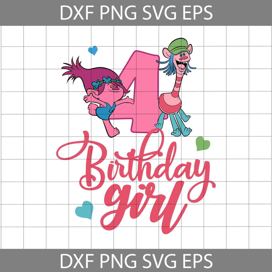 4th Birhday girl svg, Birthday Svg, Cricut File, Clipart, Svg, Png, Eps, Dxf