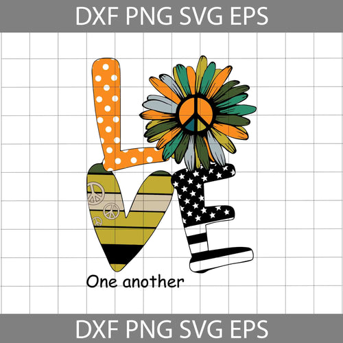 Hippie American Flag Sunflower Love One Another svg, American Flag svg, 4th Of July Svg, Independence Day Svg, cricut file, clipart, svg, png, eps, dxf