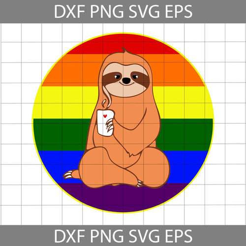 Gay Sloth Coffee Retro Rainbow Svg, Sloth Svg, LGBT pride svg, Lesbian Pride svg, gay Pride svg, cricut file, clipart, svg, png, eps, dxf