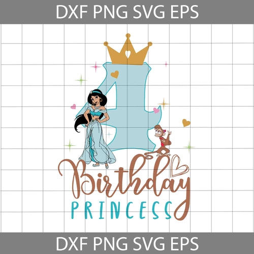 4th Jasmine Birthday svg, Birthday Princess Svg, Birthday Svg, Cricut File, Clipart, Svg, Png, Eps, Dxf