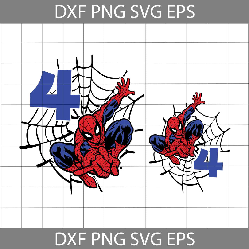 Spiderman Age 4 Shooting Web With Kids Age Svg, spiderman svgf, superhero svg, cricut file, clipart, svg, png, eps, dxf