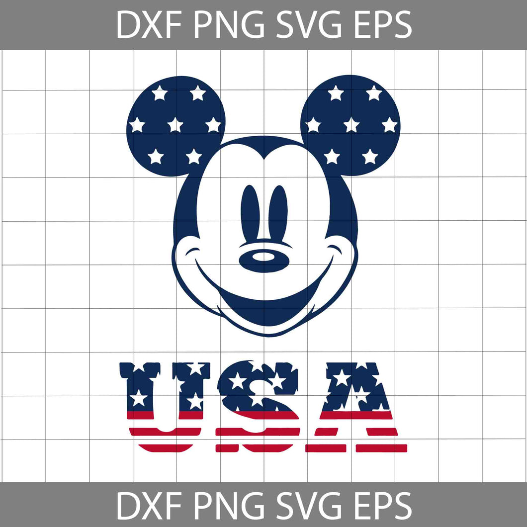 Mickey Mouse Head USA Flag svg, 4th Of July Svg, Independence Day Svg, cricut file, clipart, svg, png, eps, dxf