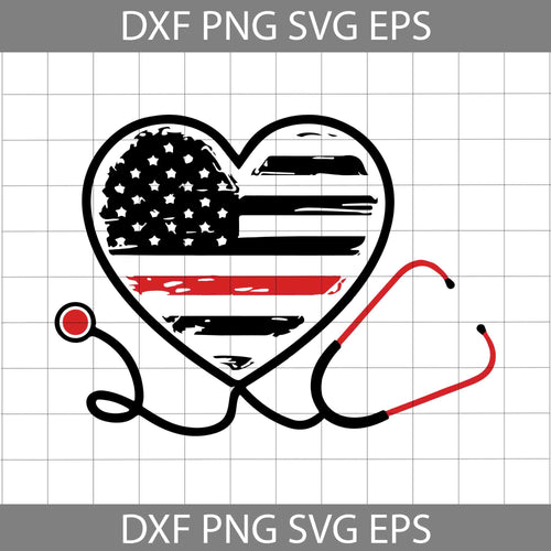 Heart Stethoscope Svg, Grunge American Flag Design With Thin Red Line Firefighter Symbol Svg, 4th Of July Svg, Independence Day Svg, cricut file, clipart, svg, png, eps, dxf