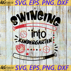 Swinging Into Kindergarten Svg, Png, Funny Svg, Back To School Svg, Baseball Svg, Cricut File